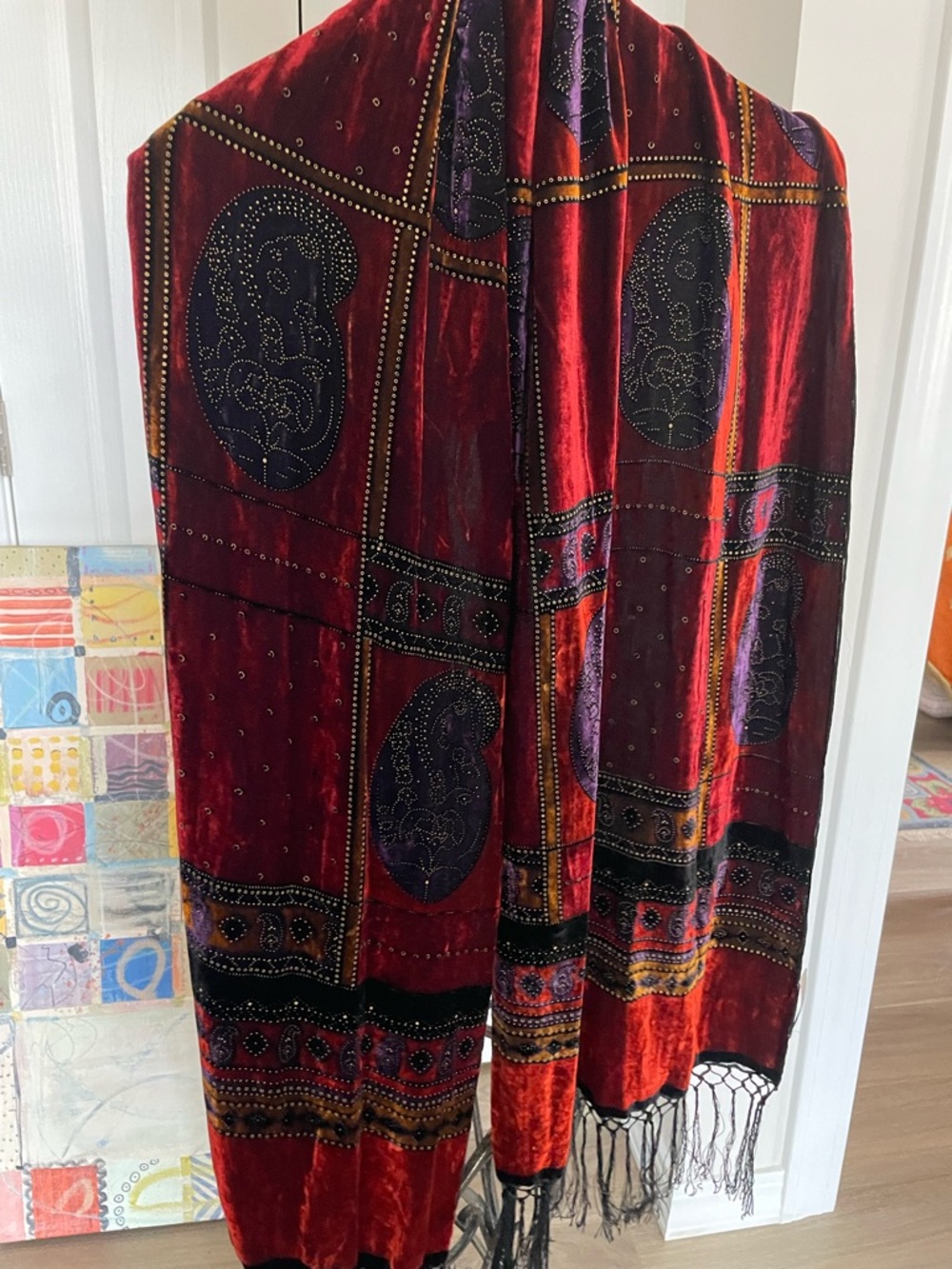 Velvet Red Paisley Europa Wrap